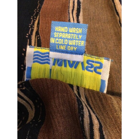 Vintage WAVES Rayon Tunic Top Made In India Seashell Stripes Size L - Picture 6 of 8